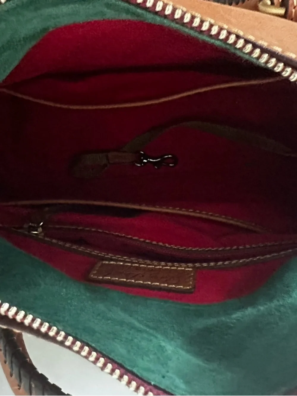 Dooney & Bourke Cognac Leather Satchel with Gold Hardware - Picture 3 of 4